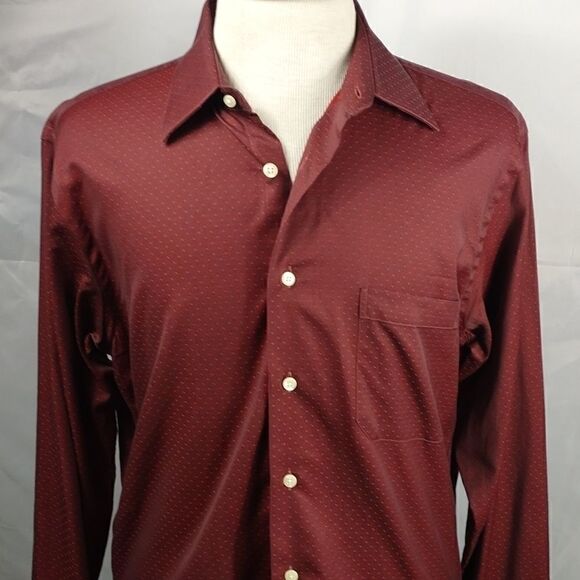 Paul Fredrick Trim Fit Purple w/Red Dots Shirt - Picture 8 of 9